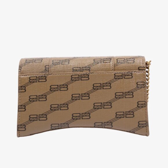 NWT Balenciaga Hourglass Wallet On Chain Brown Canvas BB Monogram - Picture 2 of 9